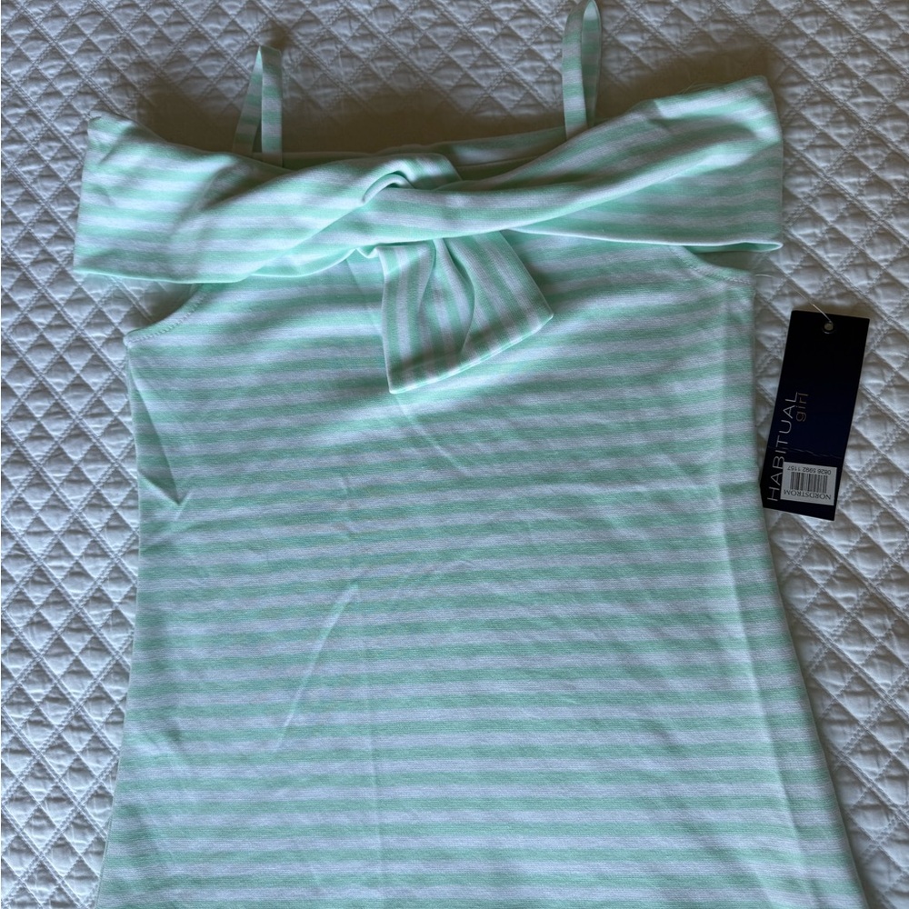 Habitual Mint and White Striped Knot-Front top NWT